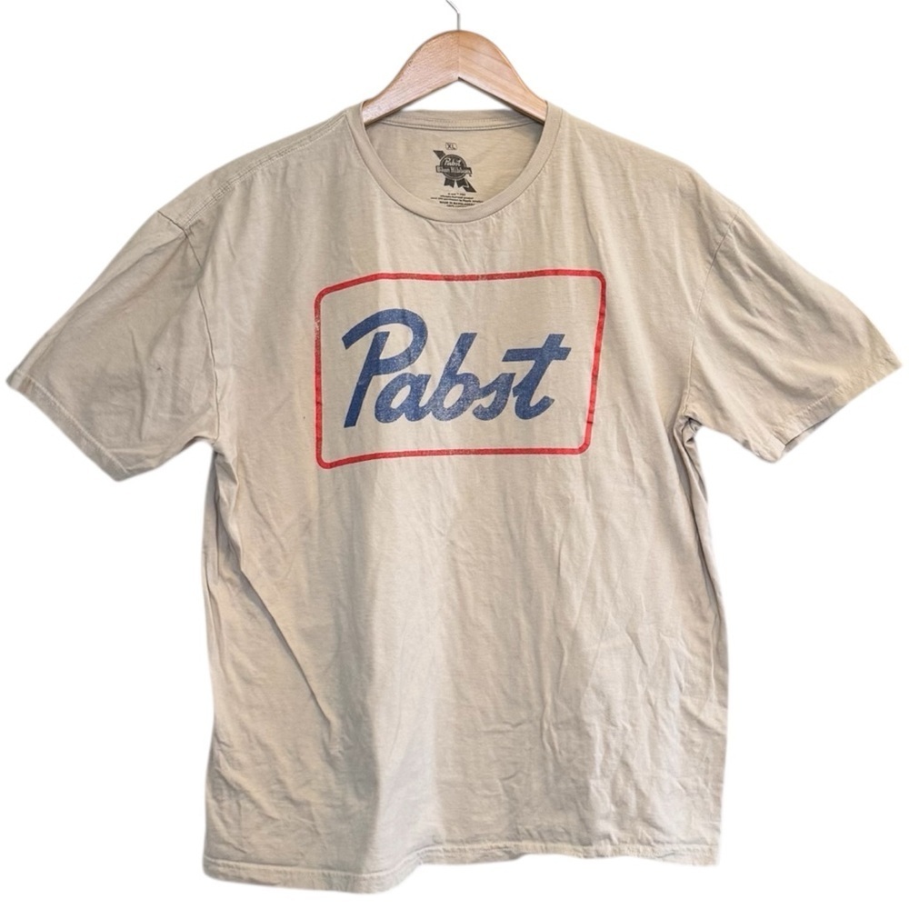 Pabst Size XL Blue Ribbon Beer Licensed Brewing Merch Beige Blue Red